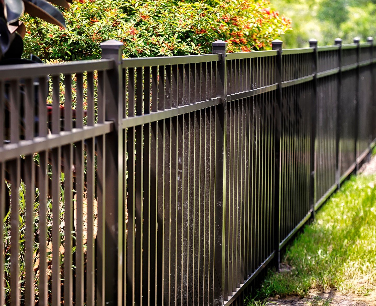 Aluminum fence painted black