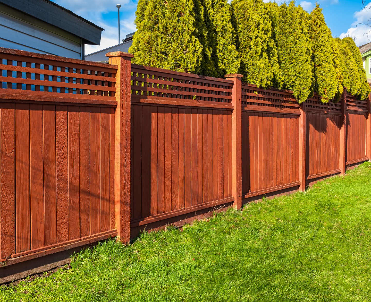 Wood fence with two styles and small squares on top