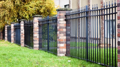 brick metal fence