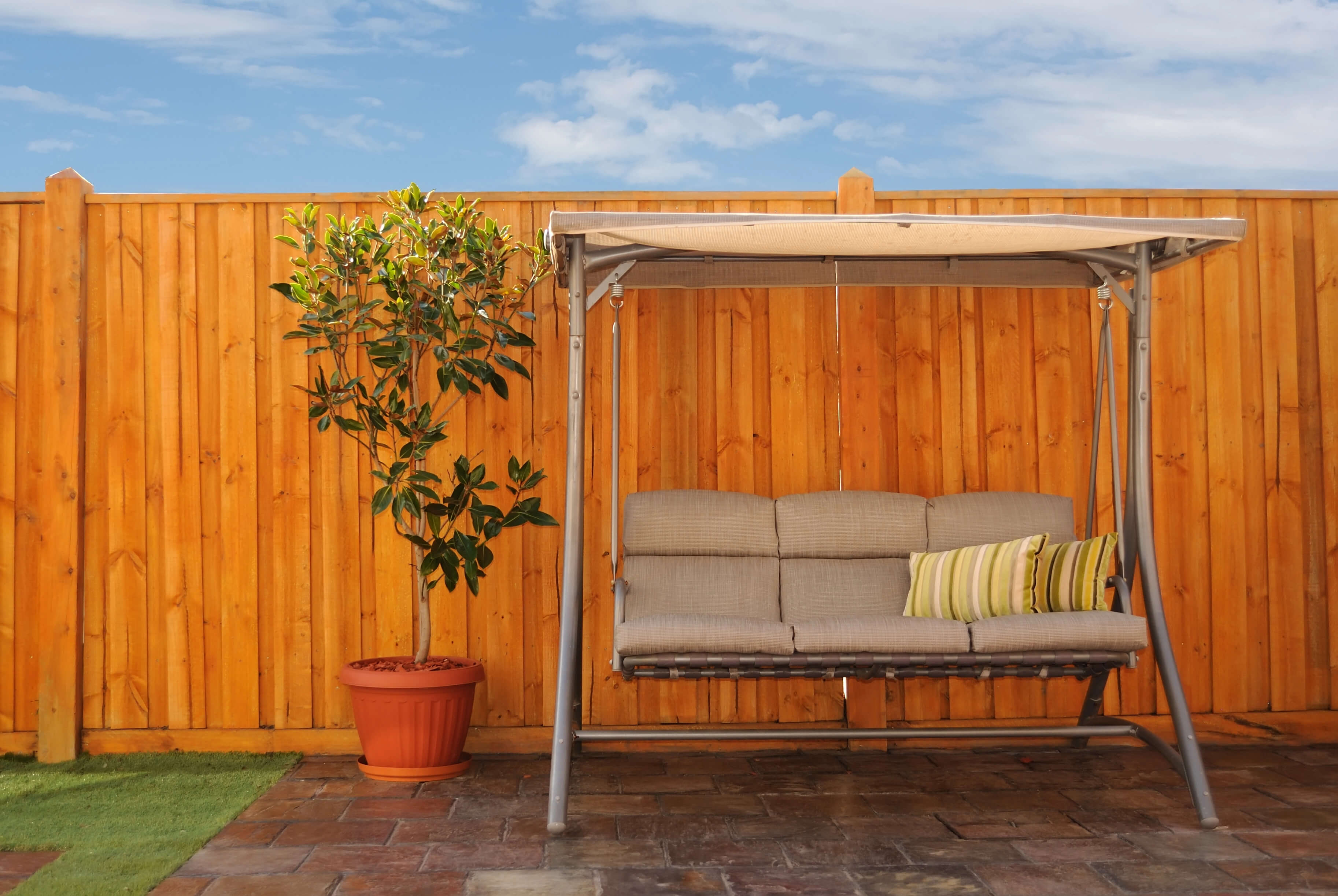 natural stained wooden fence