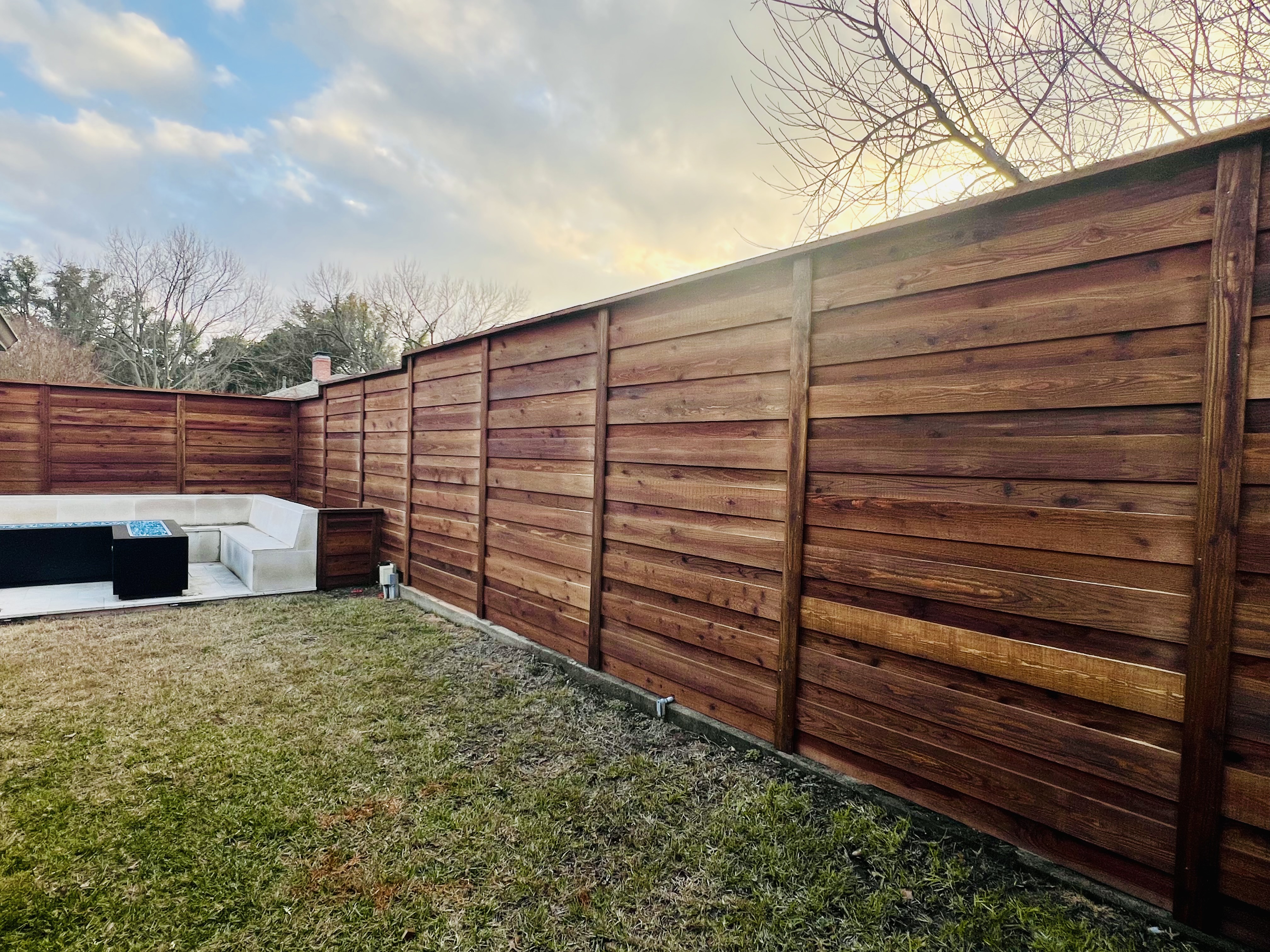 Prestonwood, Dallas, TX - Cedar Horizontal Board on Board with Top Cap and Trim