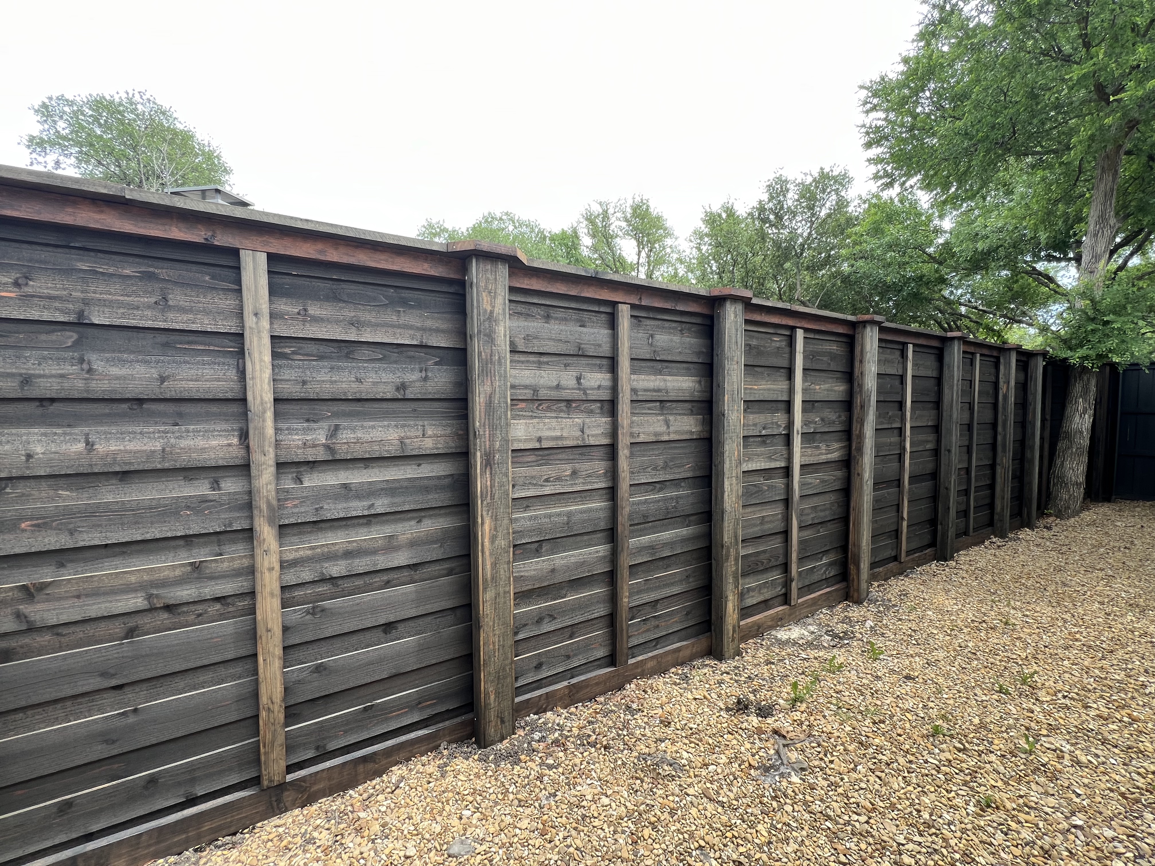 8' Horizontal Board-on-Board Cedar - Boxed Posts - Preston Hollow, Dallas, TX