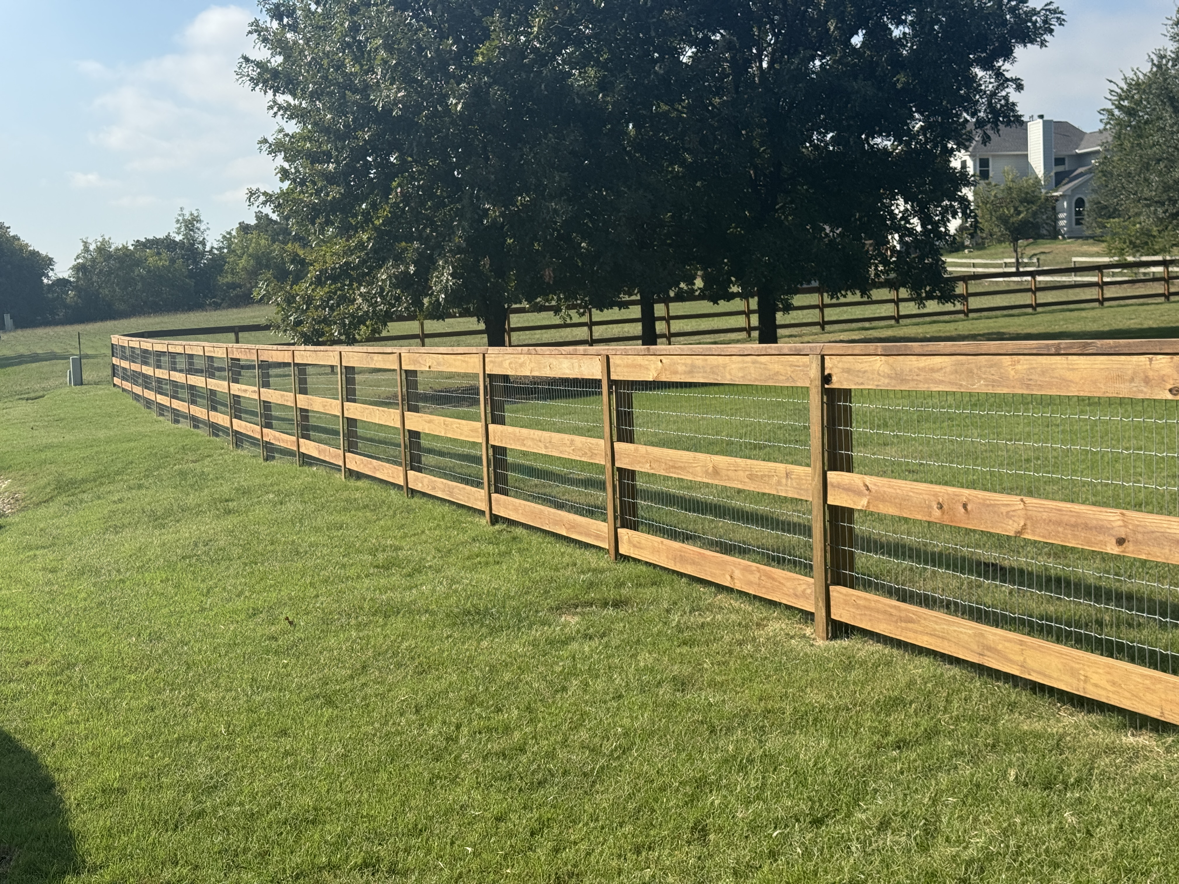 Argyle - 4' high 3 rail ranch fence with top cap and no climb mesh