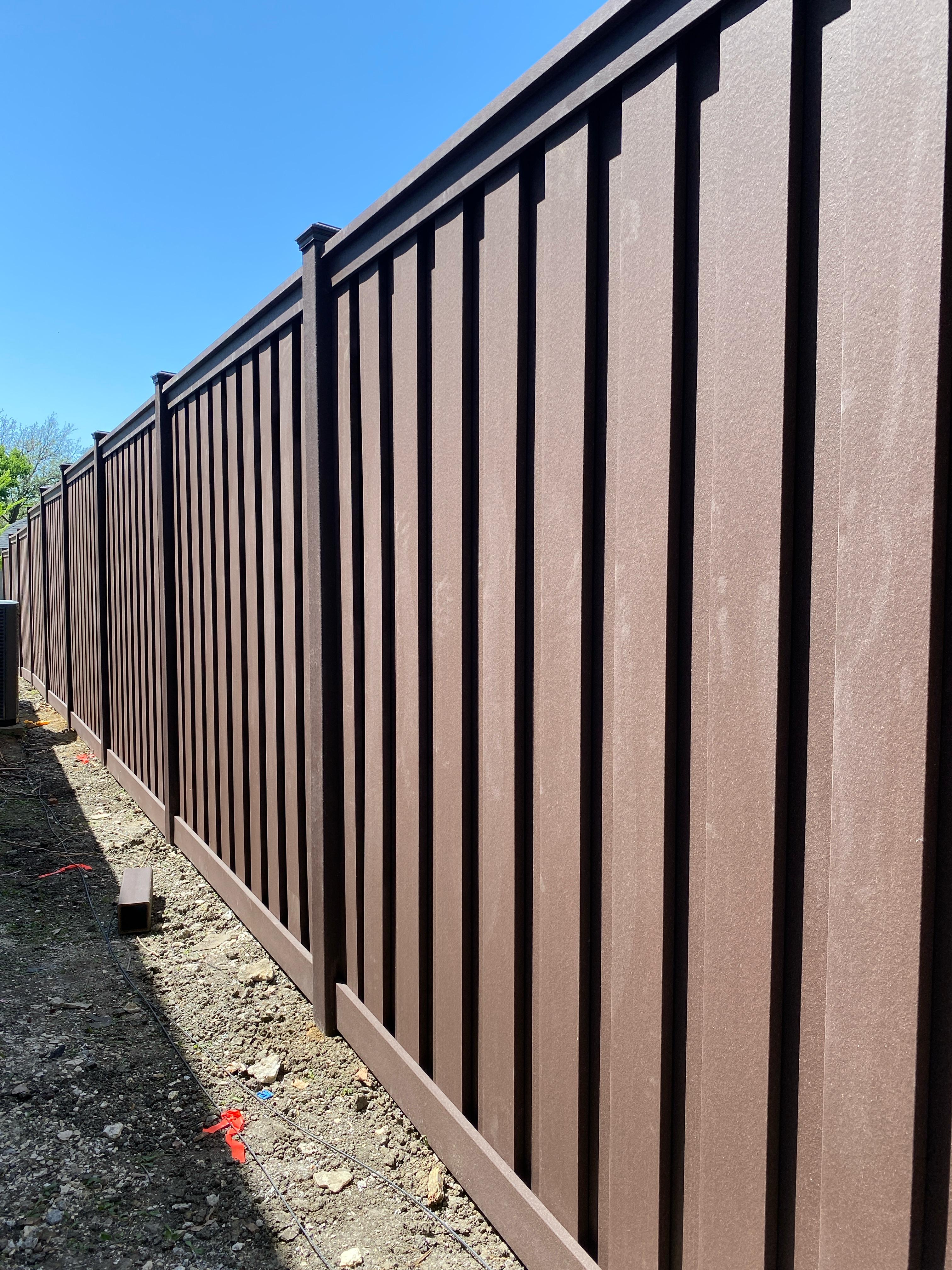 8 foot high woodland brown trex fence