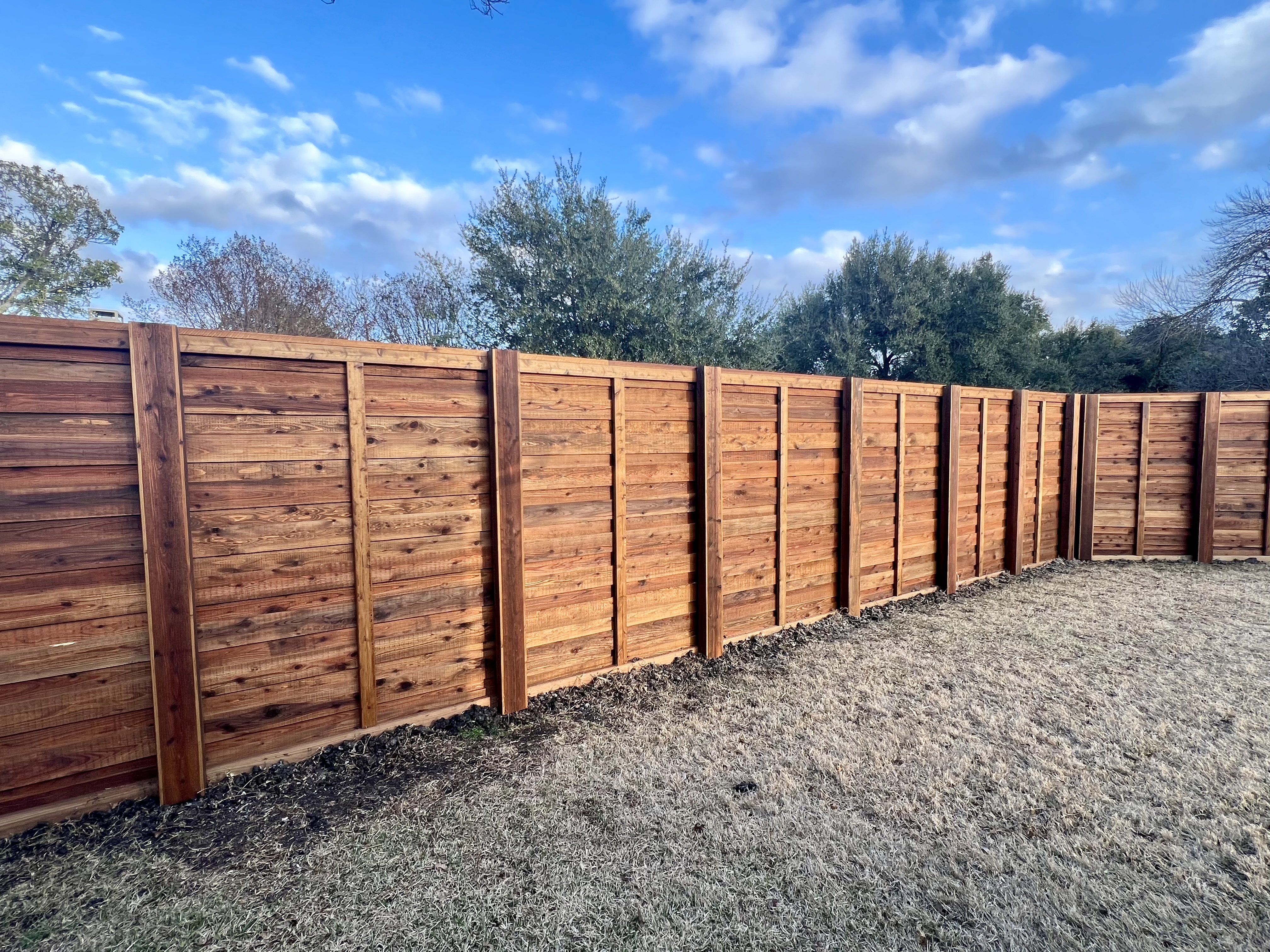 Prestonwood, Dallas, TX - Horizontal Cedar 8' Board on Board with Top Cap and Trim