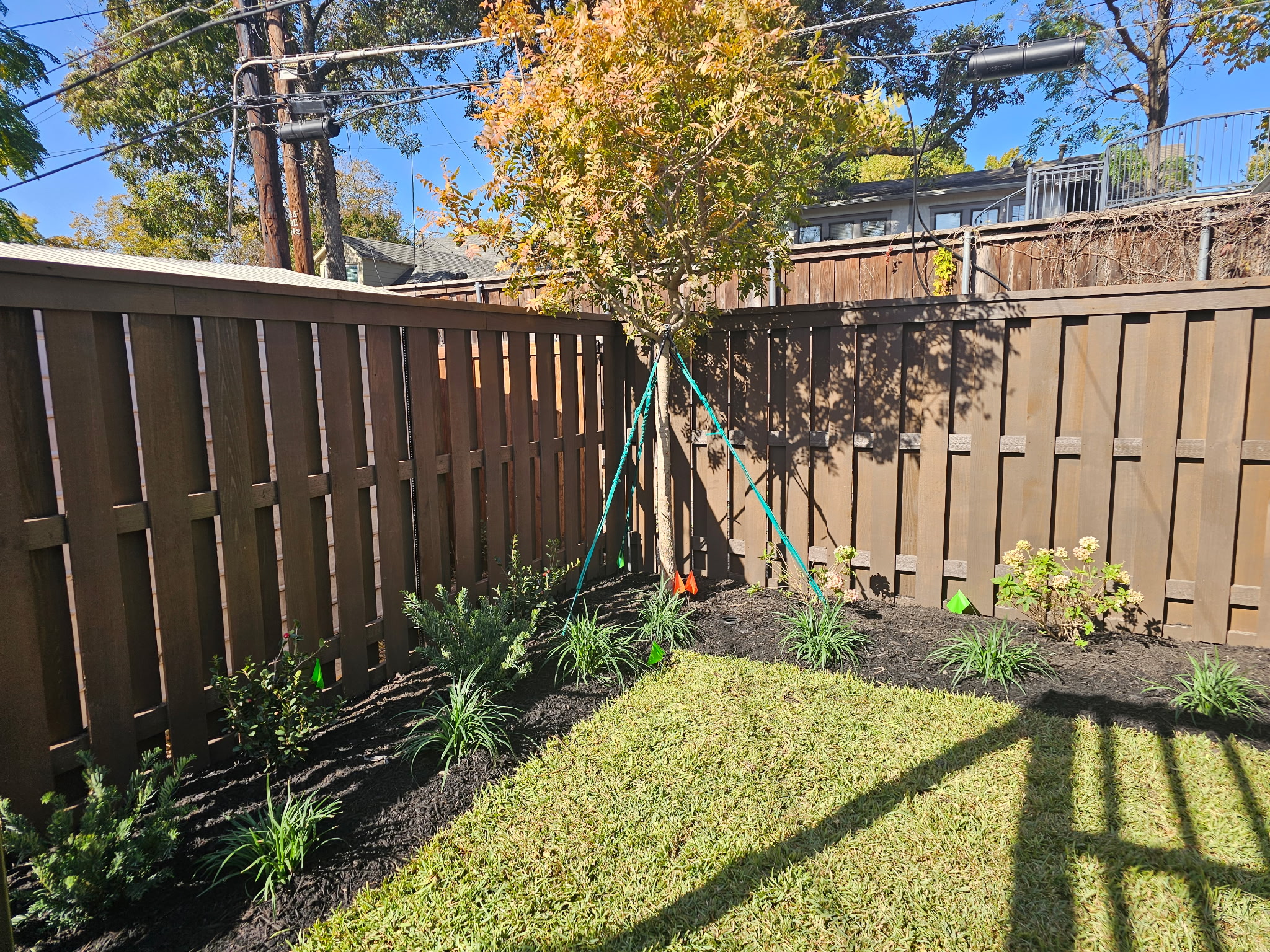 7' Shadowbox Western Red Cedar Fence - Custom Stain - M Streets, Dallas