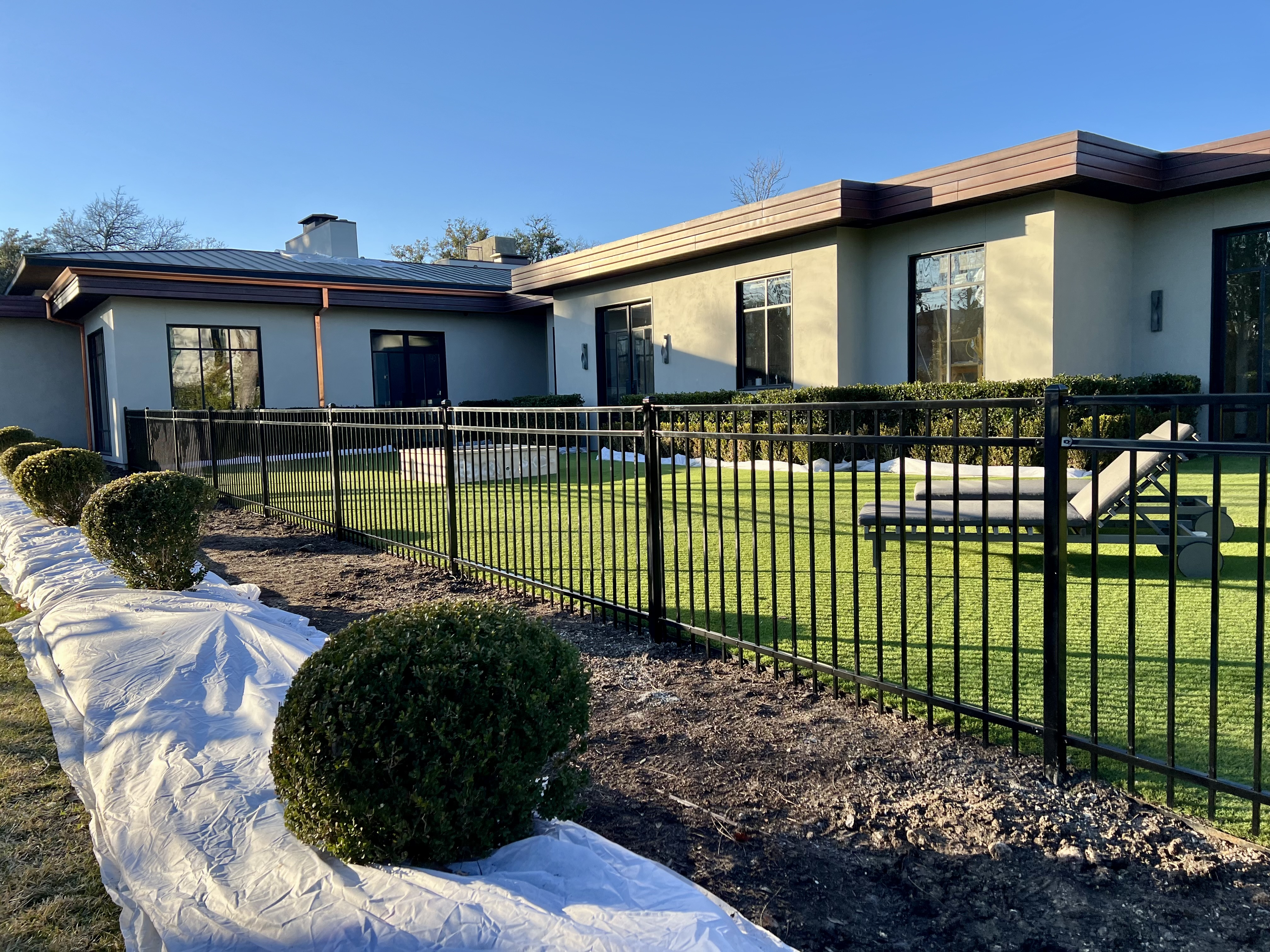 Ornamental Steel - 4' Flat Top Extended Bottom 3 Rail; Preston Hollow; Dallas, Texas